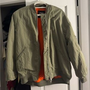 Zara Khaki Bomber Jacket